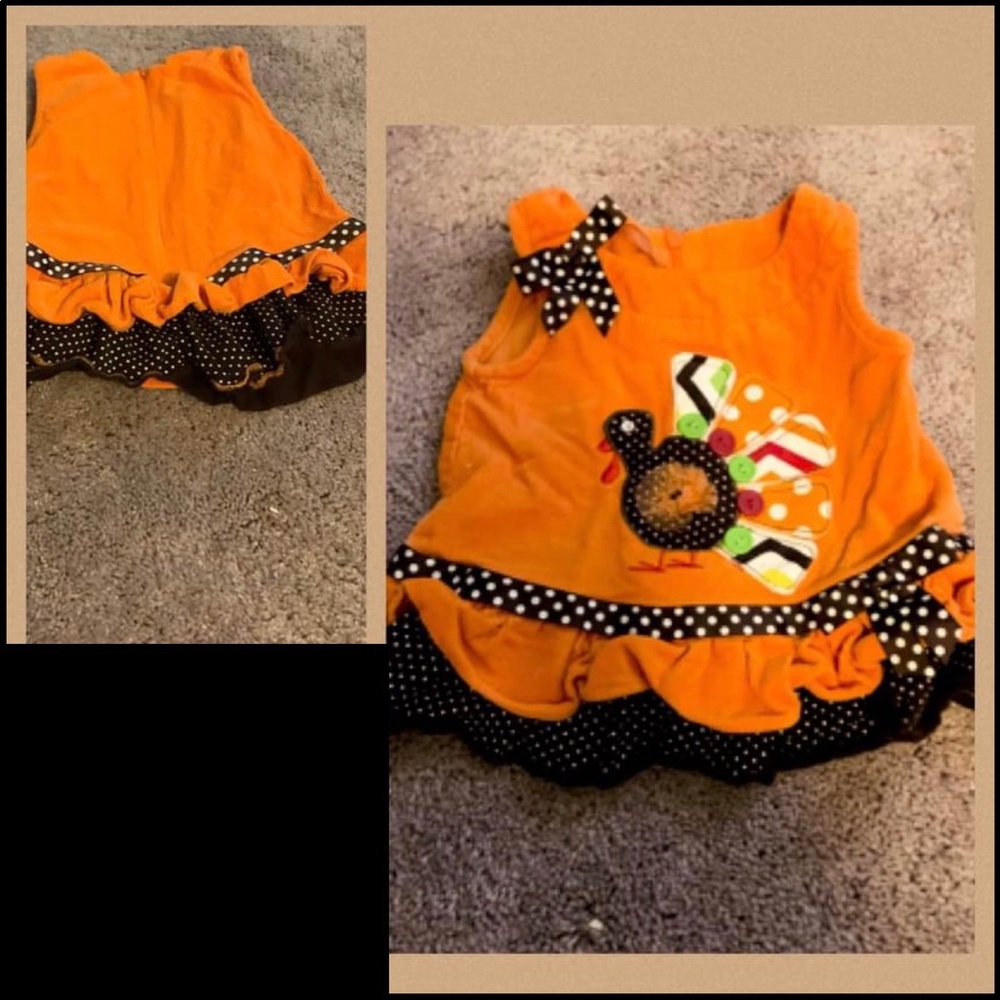 Euc 3-6 Mos Turkey Dress